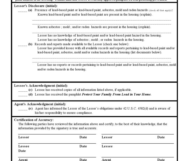 Free Printable Standard Rental Agreement Form SAMPLE Printable Lease