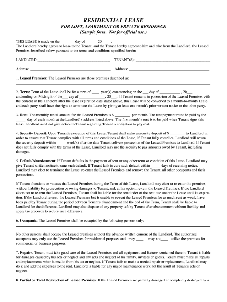 Free Printable T 186 Lease Agreement PRINTABLE TEMPLATES Printable 
