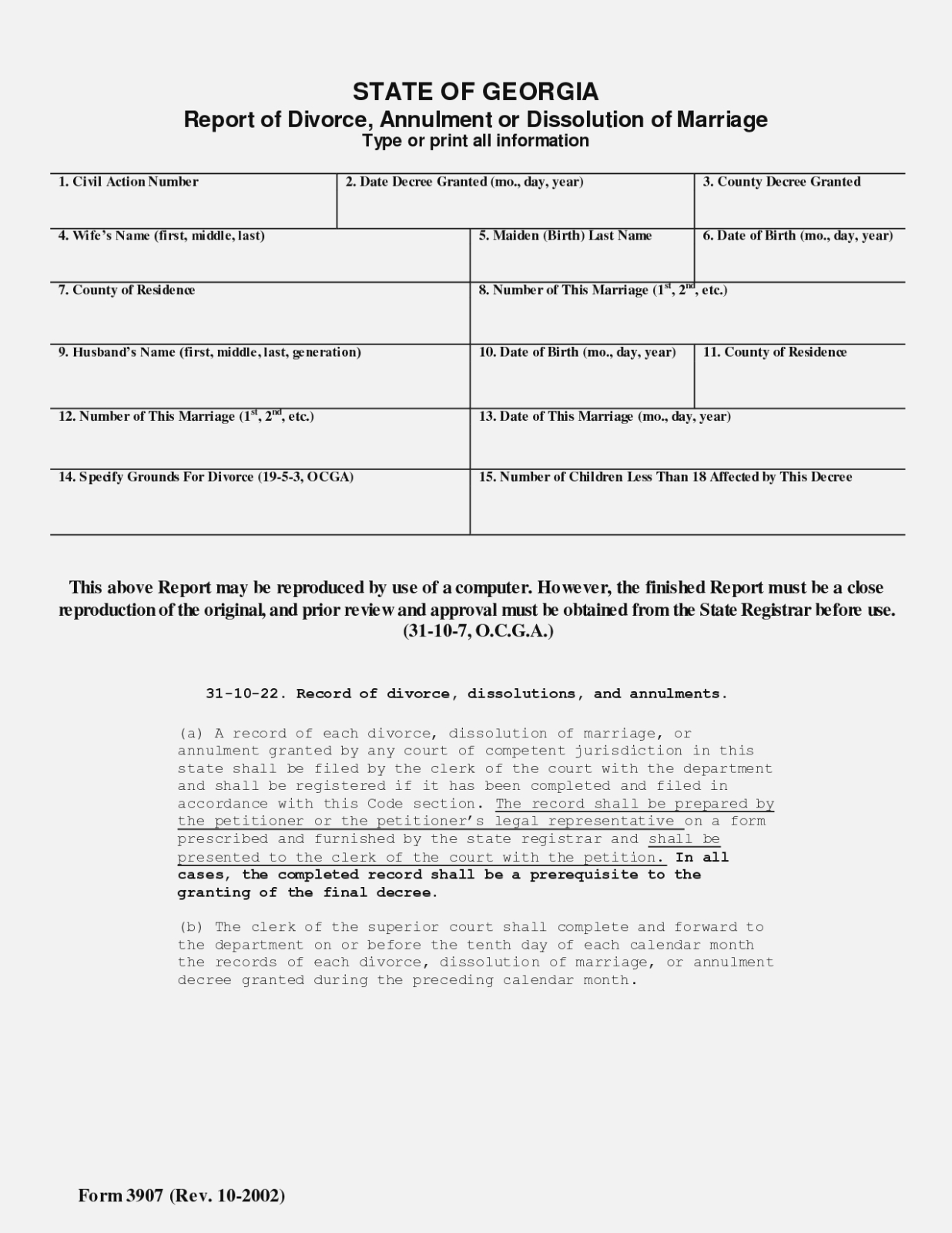Free Printable Uncontested Divorce Forms Georgia Free Printable
