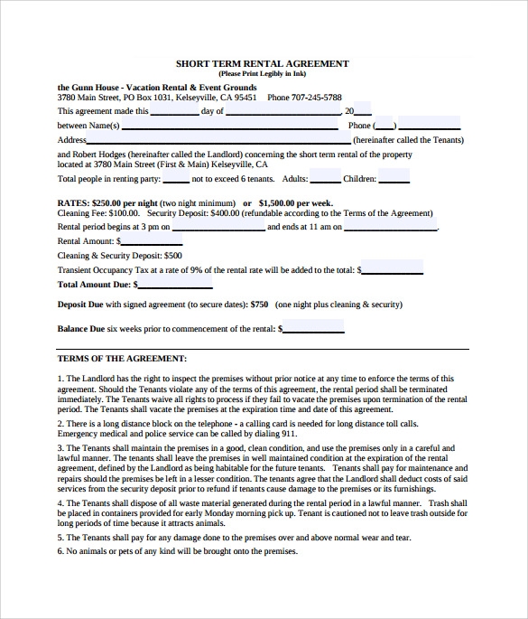 Free Printable Vacation Rental Agreement Printable Forms Free Online