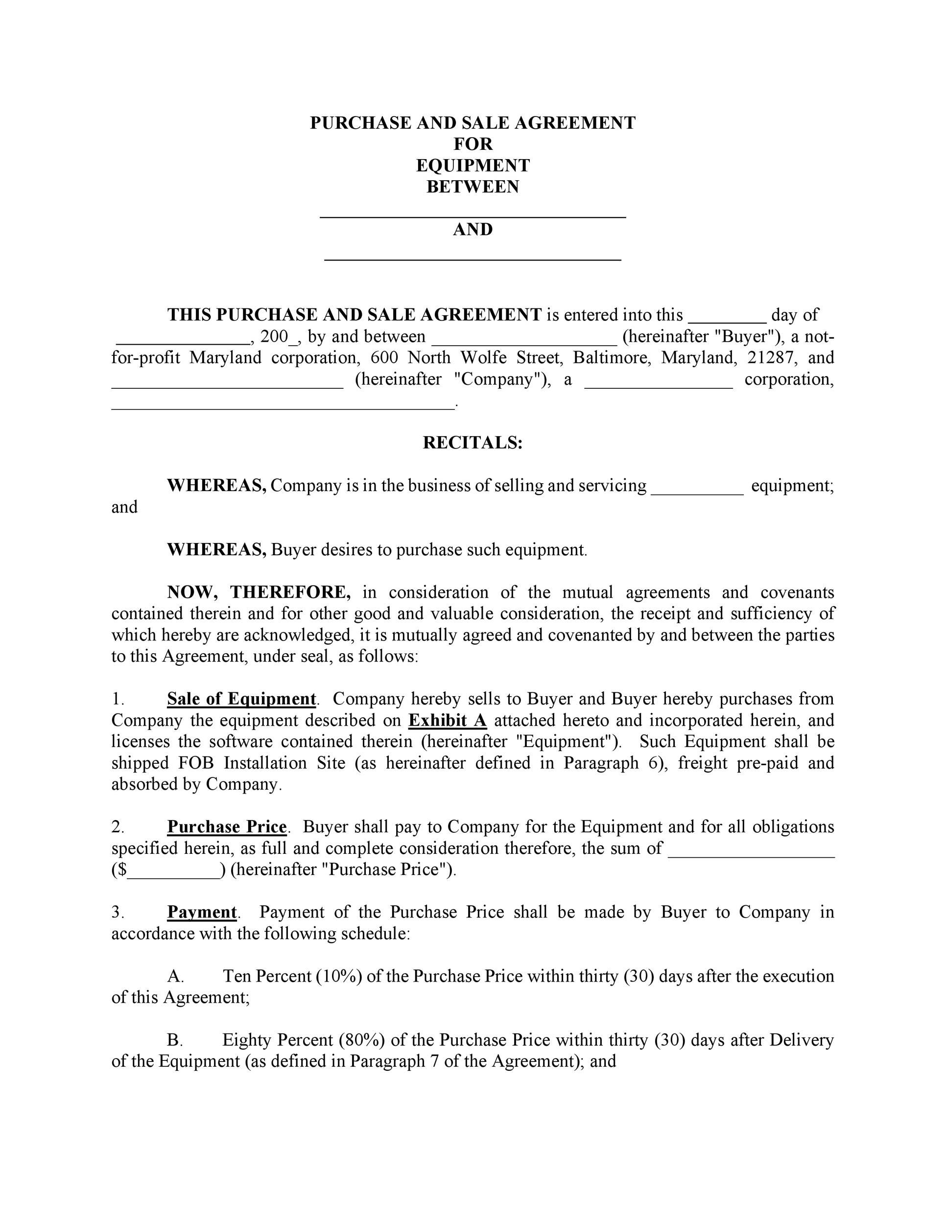 Free Printable Vehicle Purchase Agreement With Monthly Payments