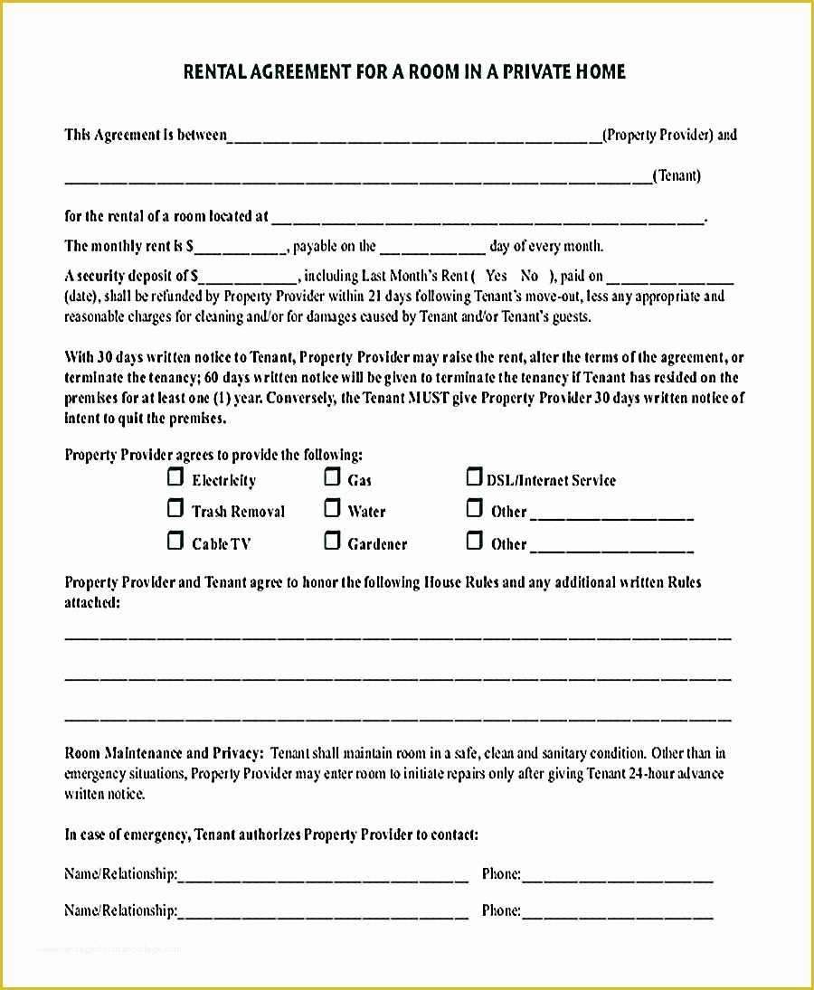Free Rental Agreement Template Hawaii Of Room Rental Agreement In 