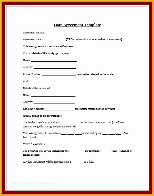 Free Template For Loan Agreement Between Friends Of 8 Personal Loan 