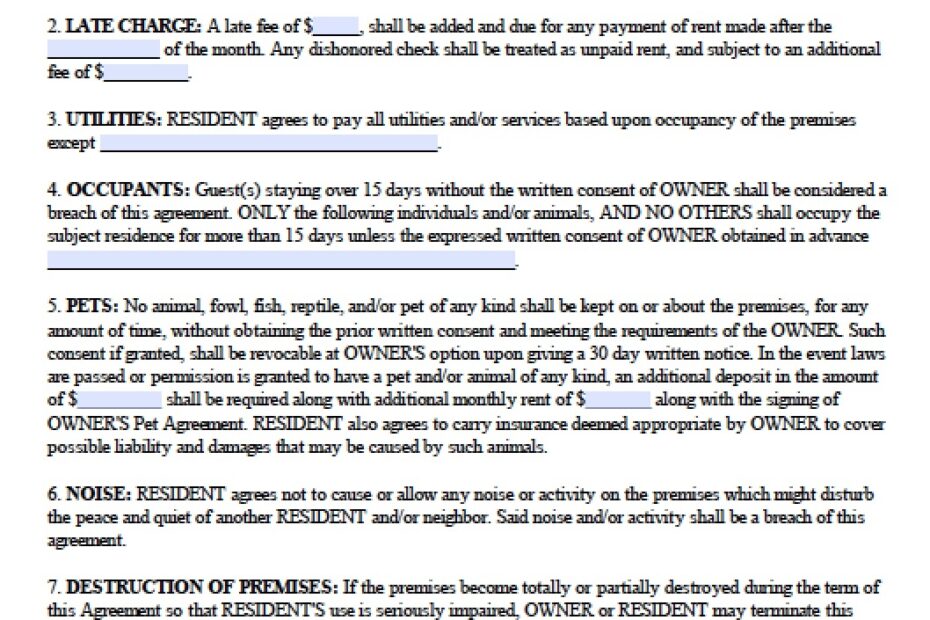 Free Texas Month to Month Lease Agreement Template PDF Word