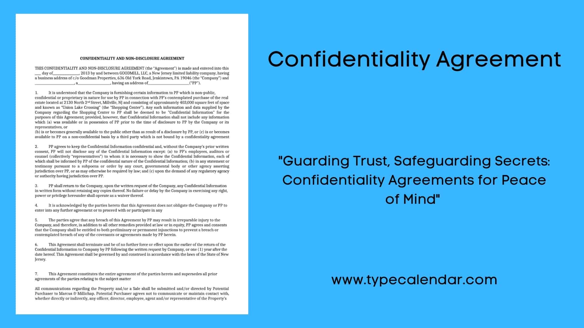 Generic Simple Free Printable Confidentiality Agreement Form 
