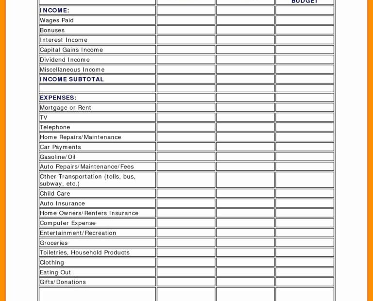 Home Daycare Income And Expense Worksheet Db excel