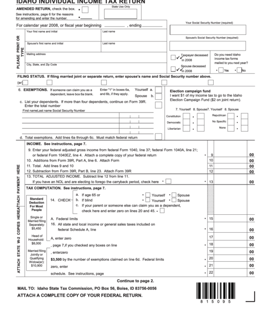 Idaho Individual Income Tax Form Printable Printable Forms Free Online