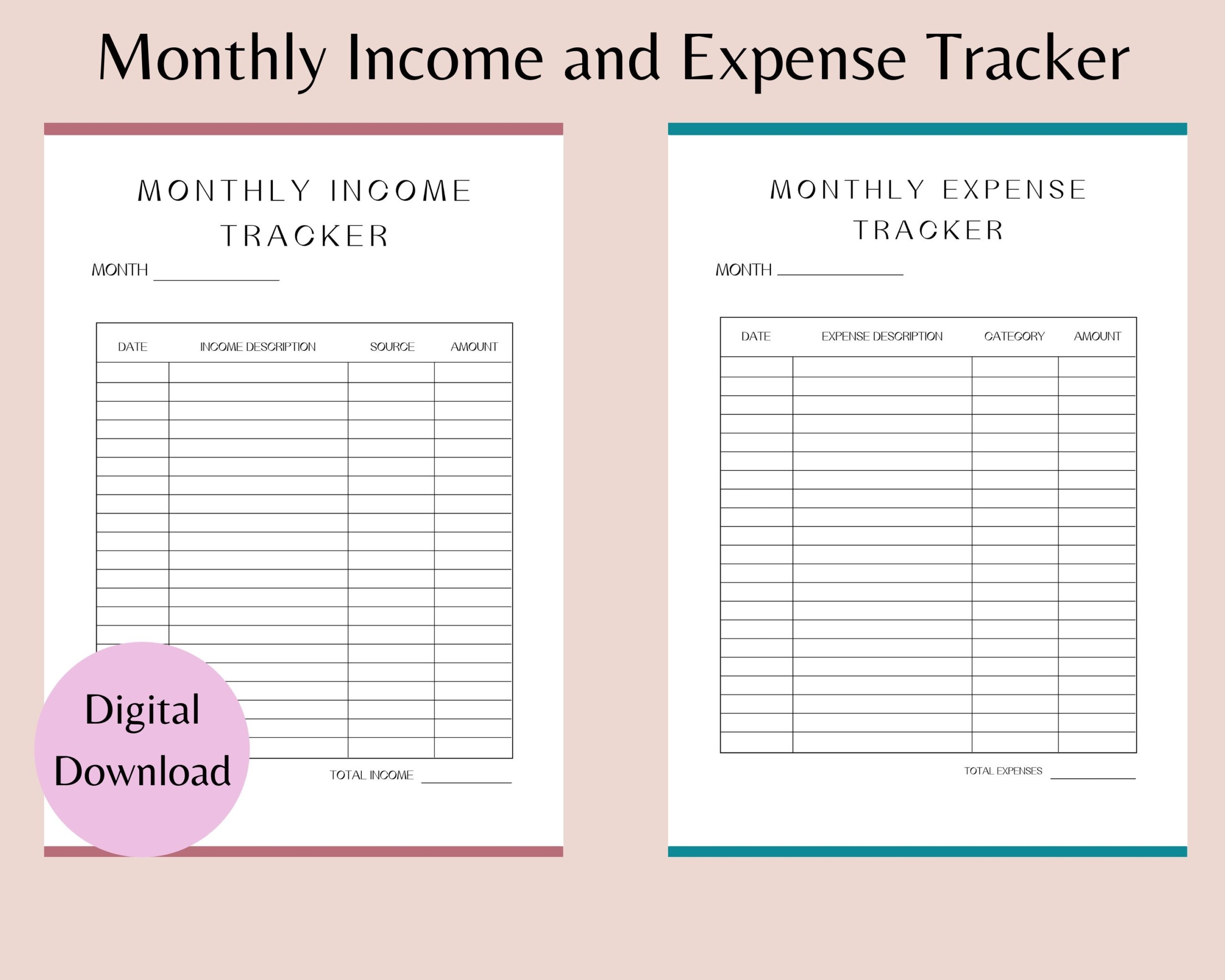 Income And Expense Tracker Printable