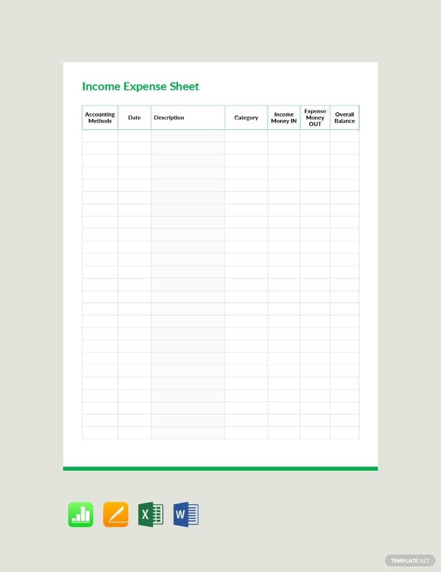 Income Expense Sheet Template Excel Word Apple Numbers Apple Pages 