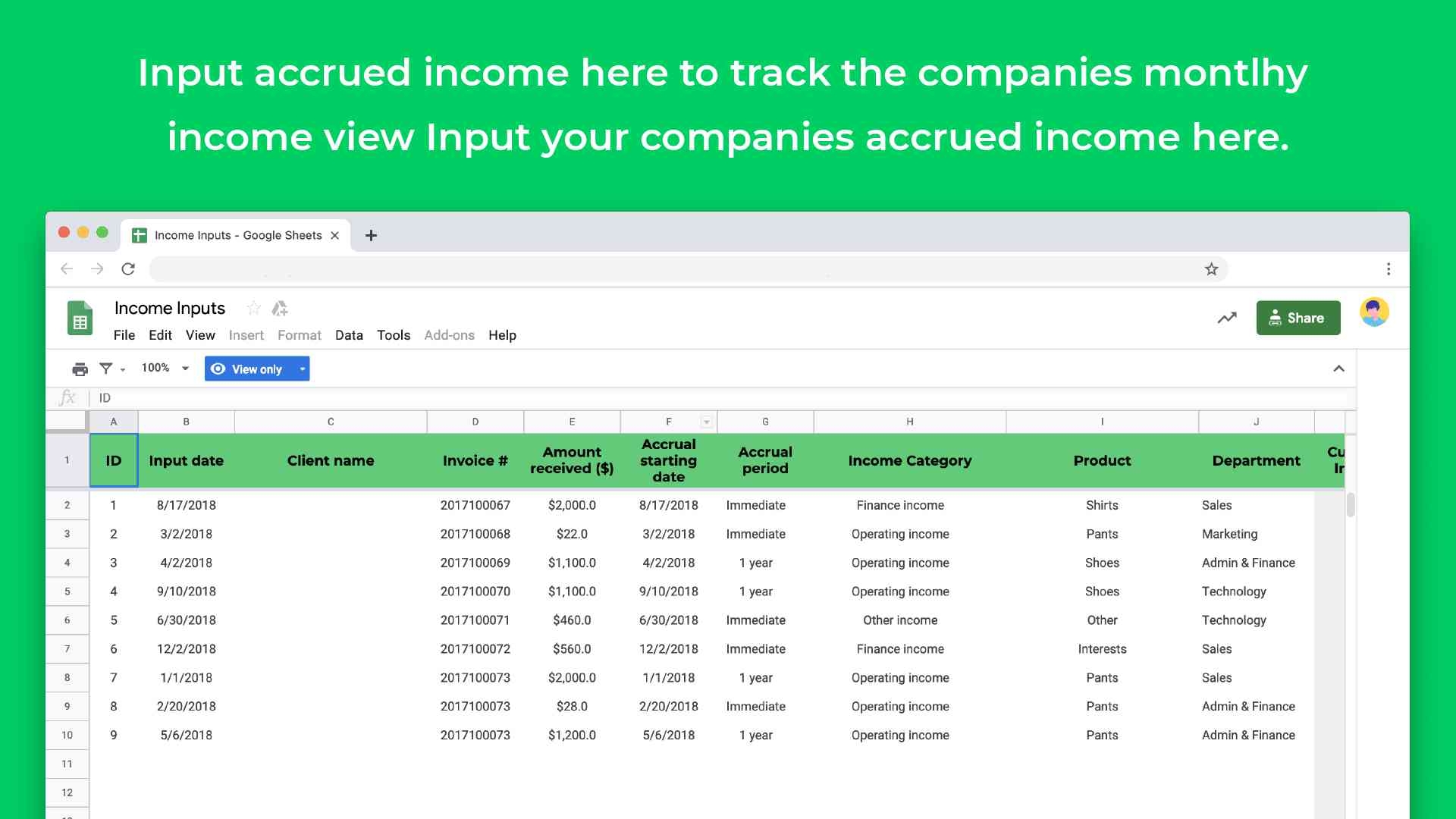 Income Statement Template In Google Sheets Sheetgo