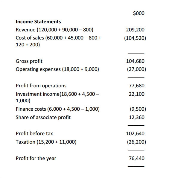 Income Statement Template Pdf