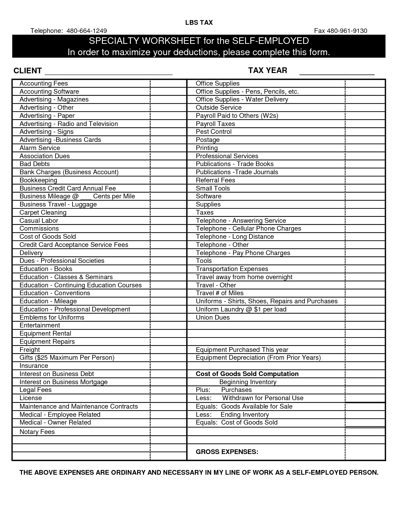 Income Tax Itemized Deductions Worksheet
