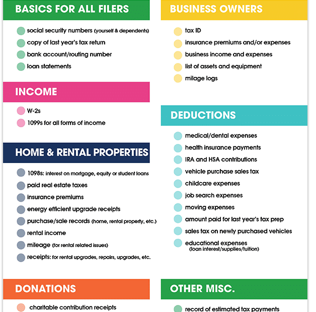 Income Tax Prep Checklist Free Printable Checklist