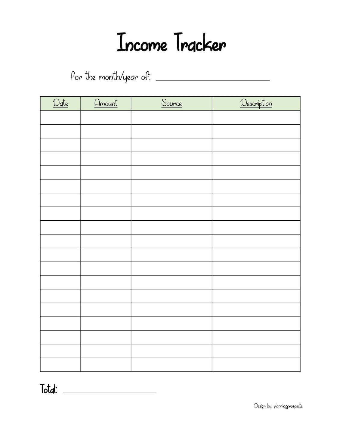 Income Tracker Printable Etsy