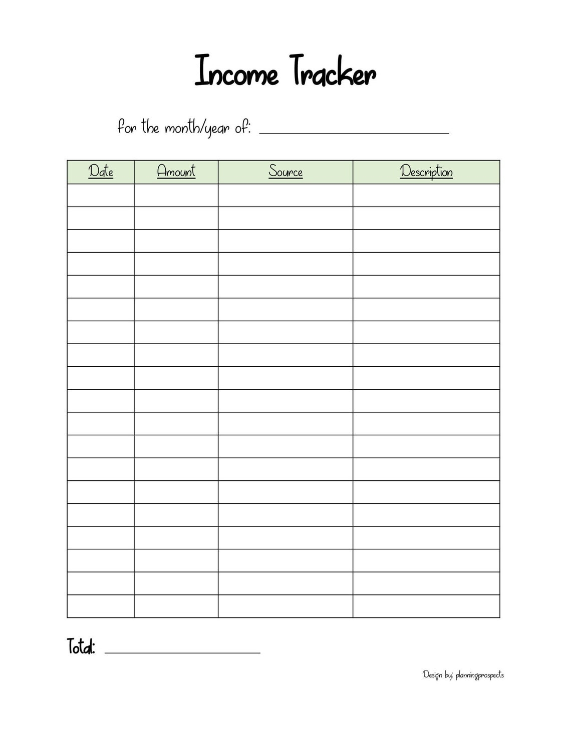 Income Tracker Printable Etsy