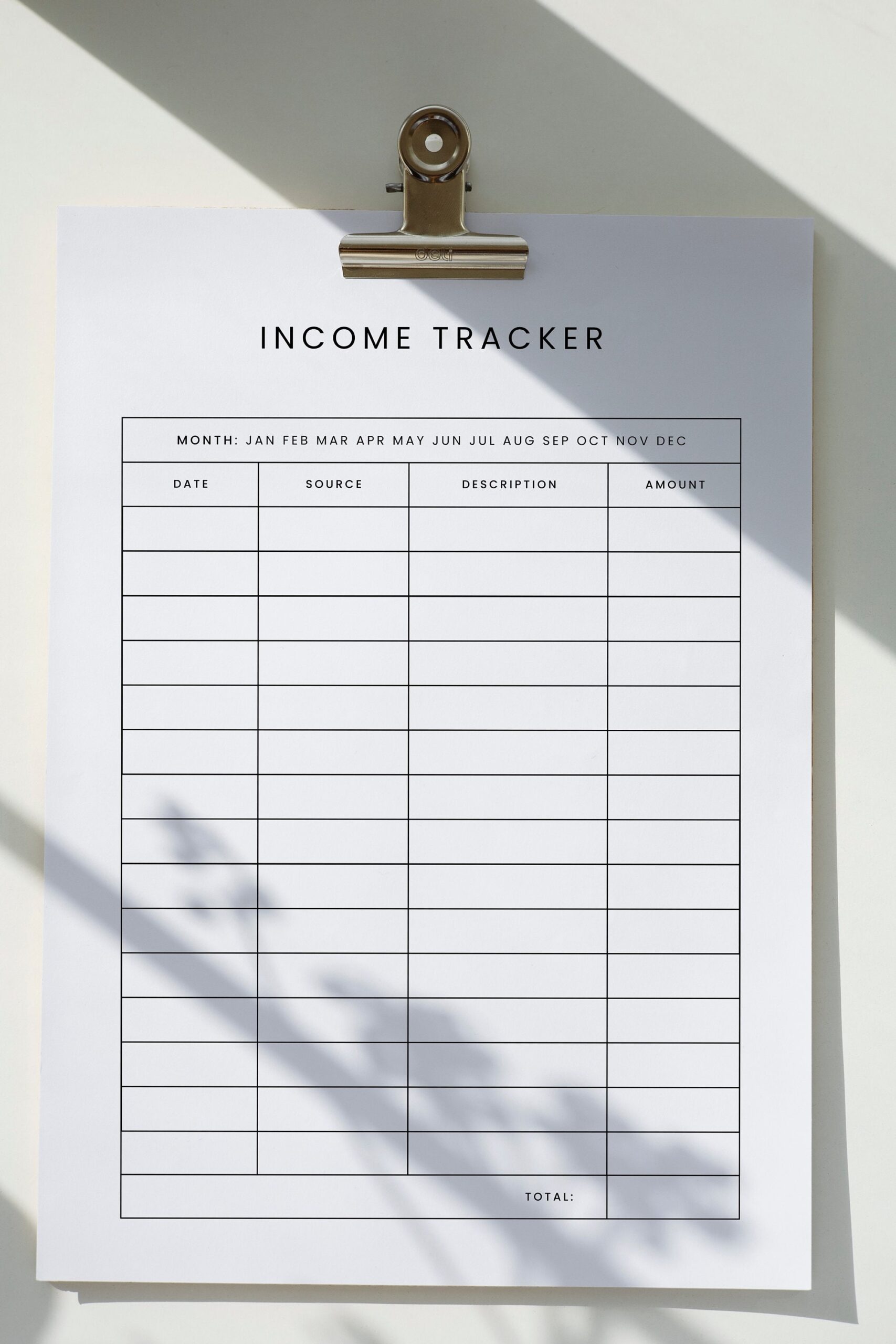 Income Tracker Printable Finance Tracker Income Overview Money 