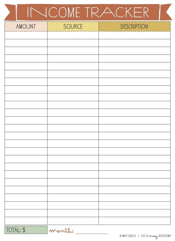 Income Tracker Template Free Printable