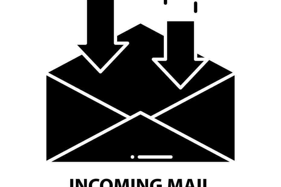 Incoming Mail Icon Black Sign Royalty Free Vector Image