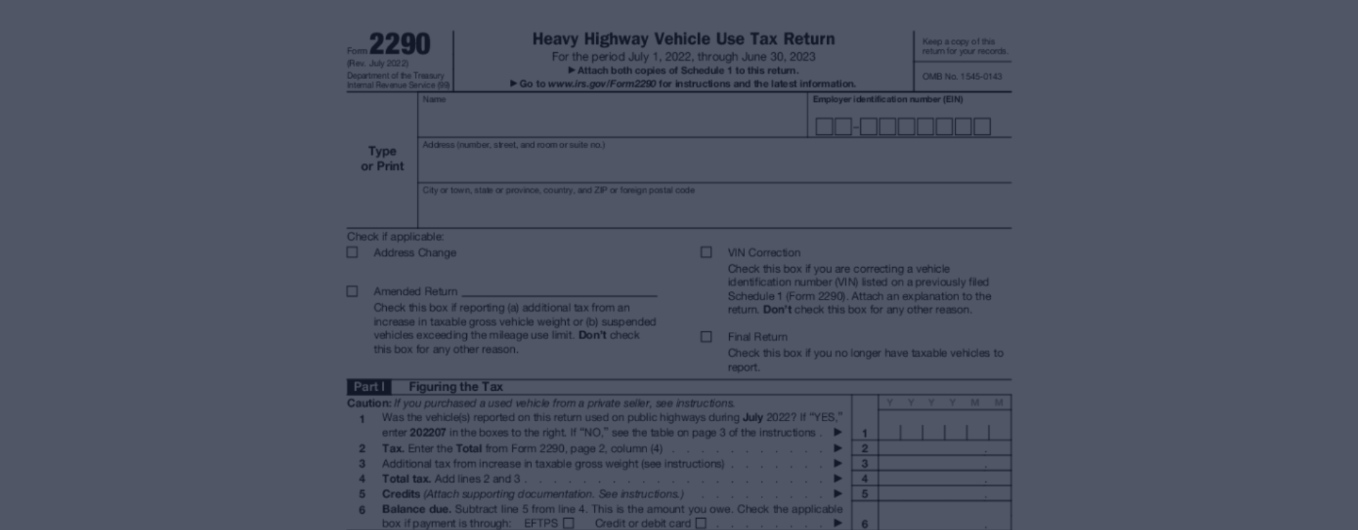 IRS Form 2290 Printable 2022 2290 Tax Form Online Instructions 