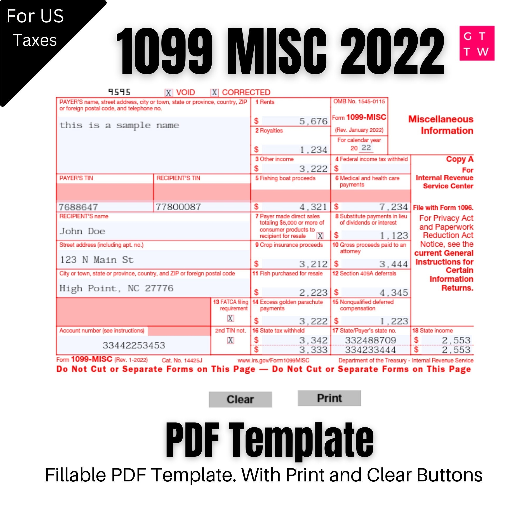 Irs Printable 1099 Misc Form Printable Forms Free Online