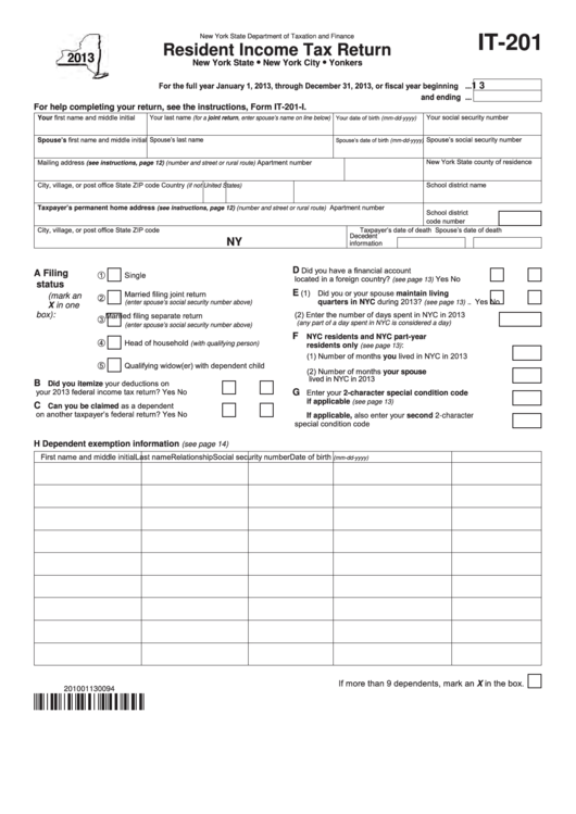 It 201 Printable Form Printable Forms Free Online
