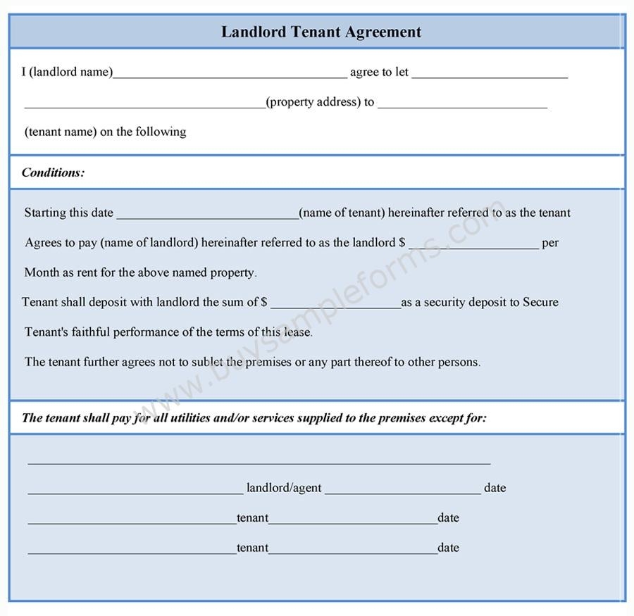 Landlord Tenant Agreement Form Sample Forms
