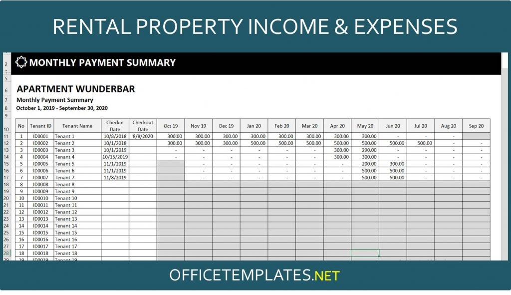 Landlords Rental Income And Expenses Tracking Spreadsheet 