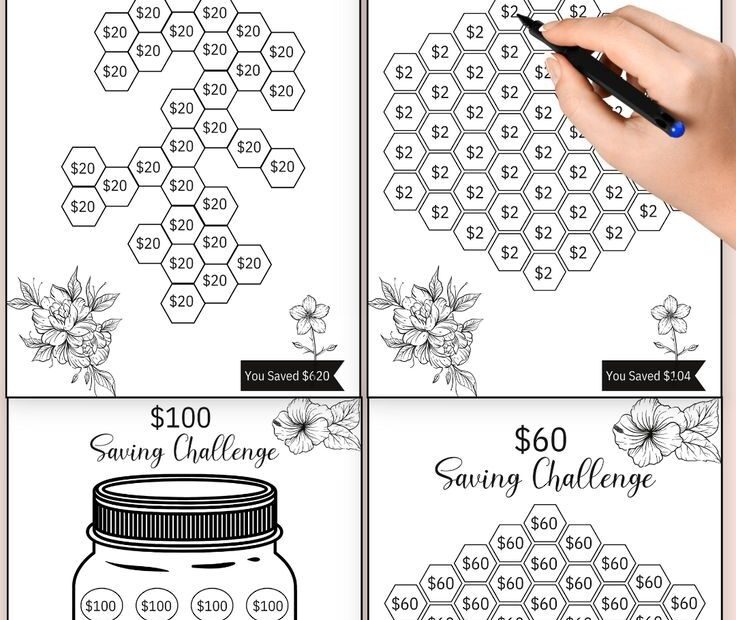 Low Income A6 Savings Challenge Printable Bundle Money Savings Tracker