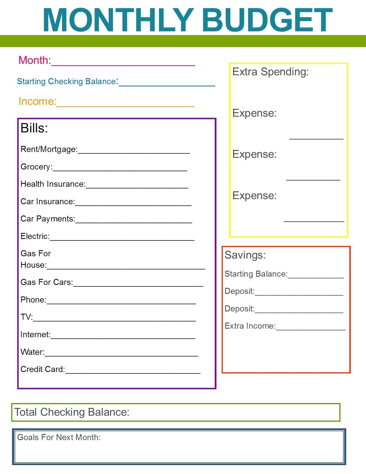 Low Income Budget Beginner Printable Budget Worksheet