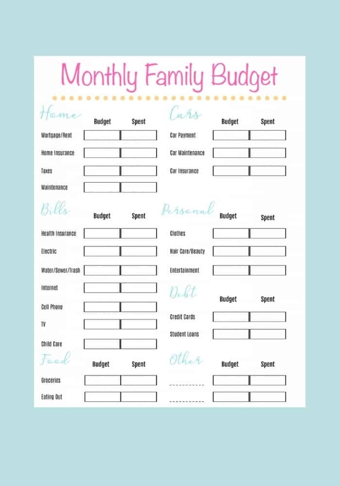 Low Income Budget Beginner Printable Budget Worksheet