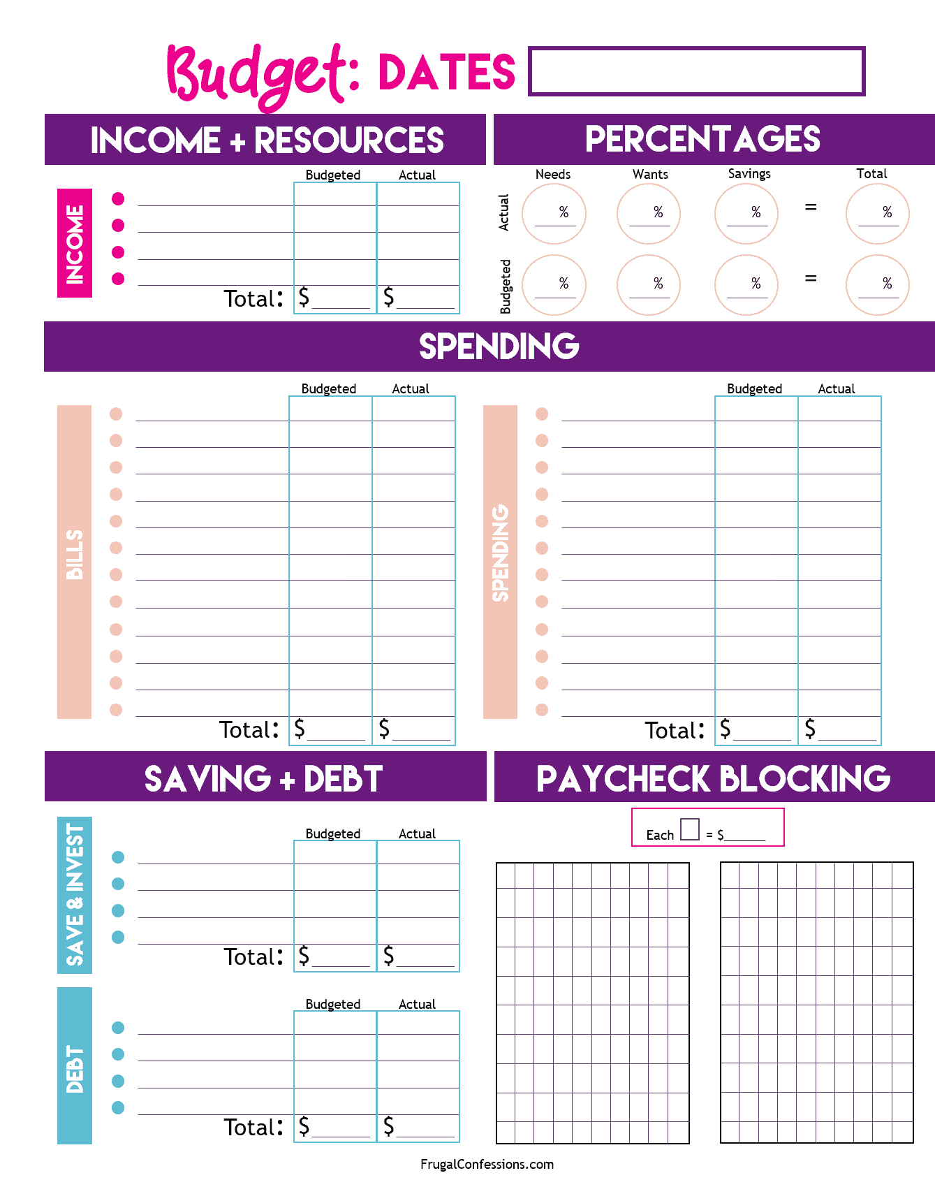 Low Income Budget Beginner Printable Budget Worksheet