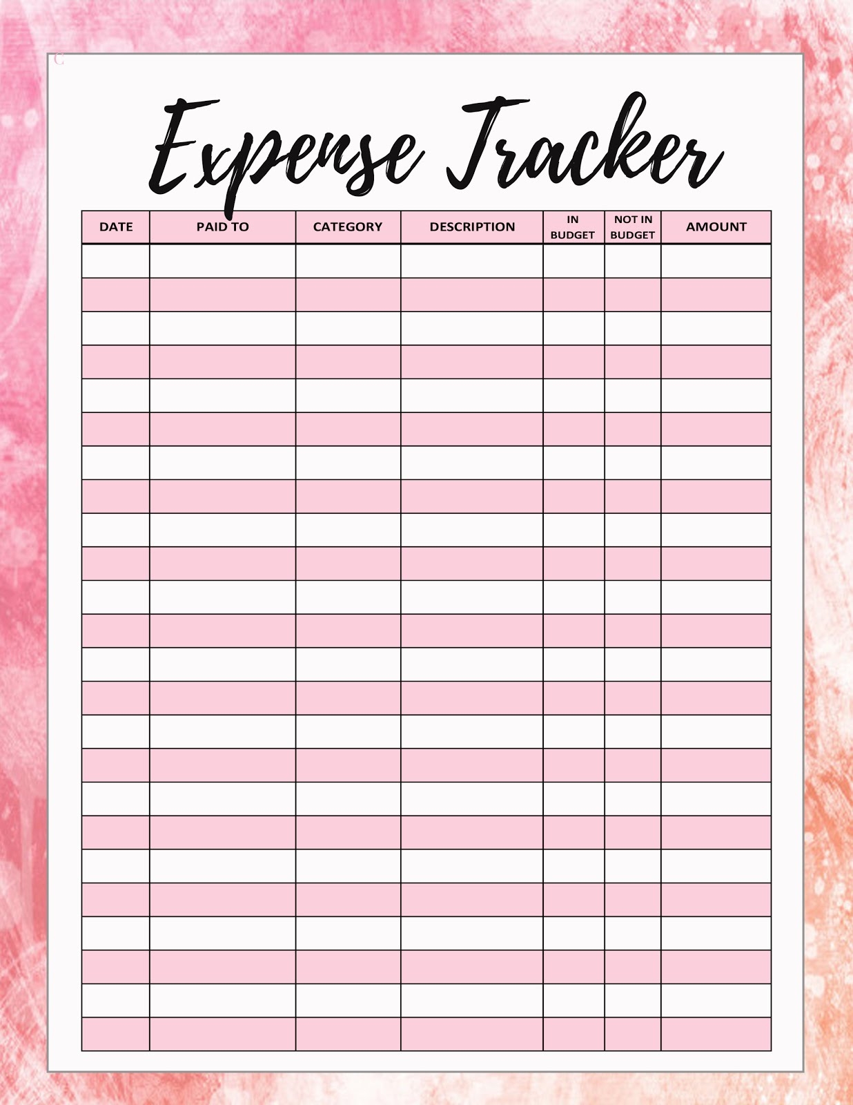 Malena Haas FREEBIE Friday Printable Spending Or Expense Tracker