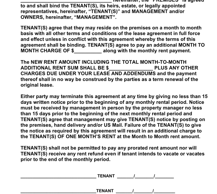Month To Month Free Printable Basic Rental Agreement Free Printable