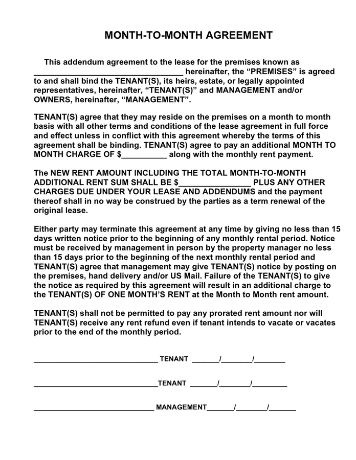 Month To Month Free Printable Basic Rental Agreement Free Printable 