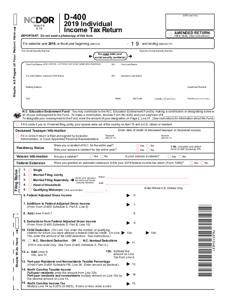 Nc Printable Tax Forms Printable Forms Free Online
