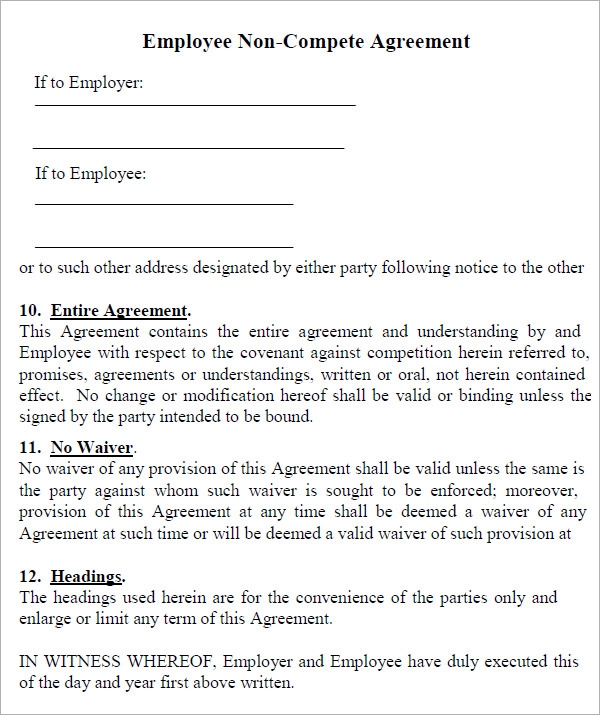 Non Compete Agreement Form In Spanish Printable Template Printable 