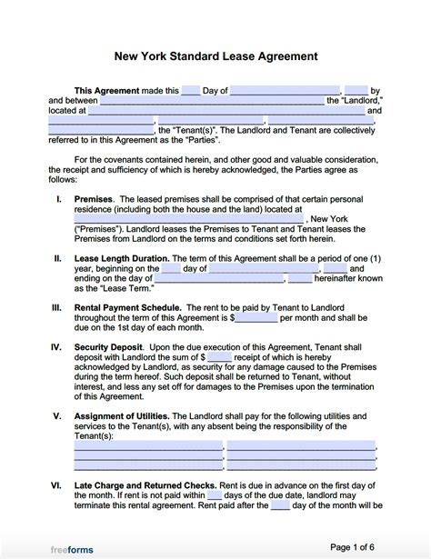 Nyc Apartment Lease Agreement Free Printable
