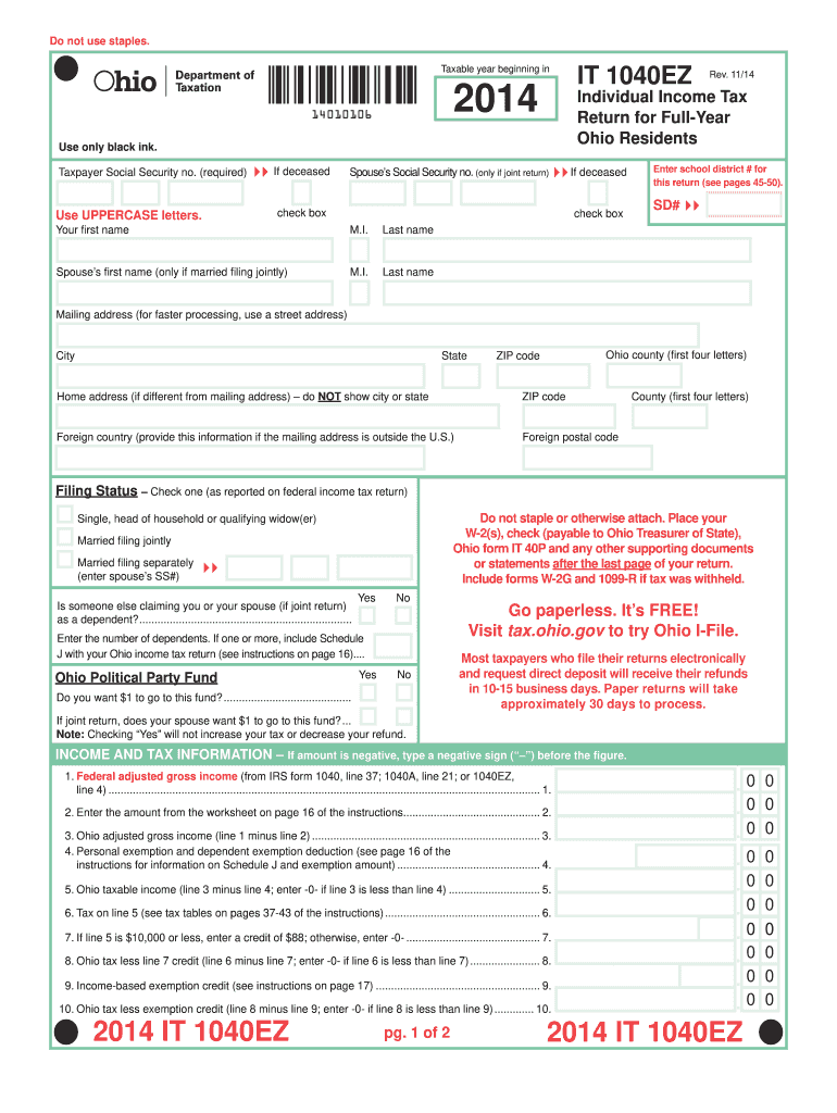 Ohio Fillable Income Tax Forms Printable Forms Free Online