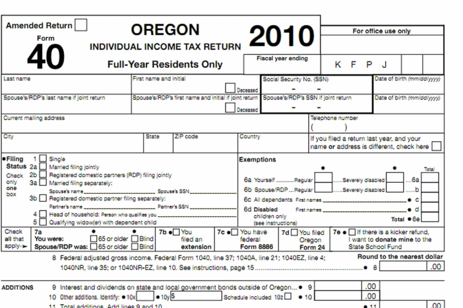 Oregon Income Tax Forms Printable Printable Forms Free Online