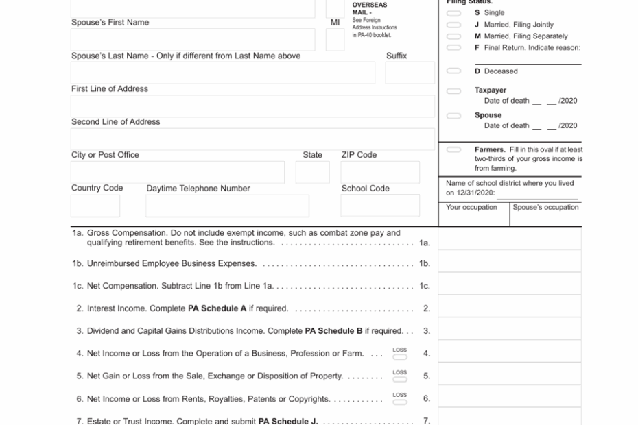 Pa Income Tax Forms Printable Printable Forms Free Online