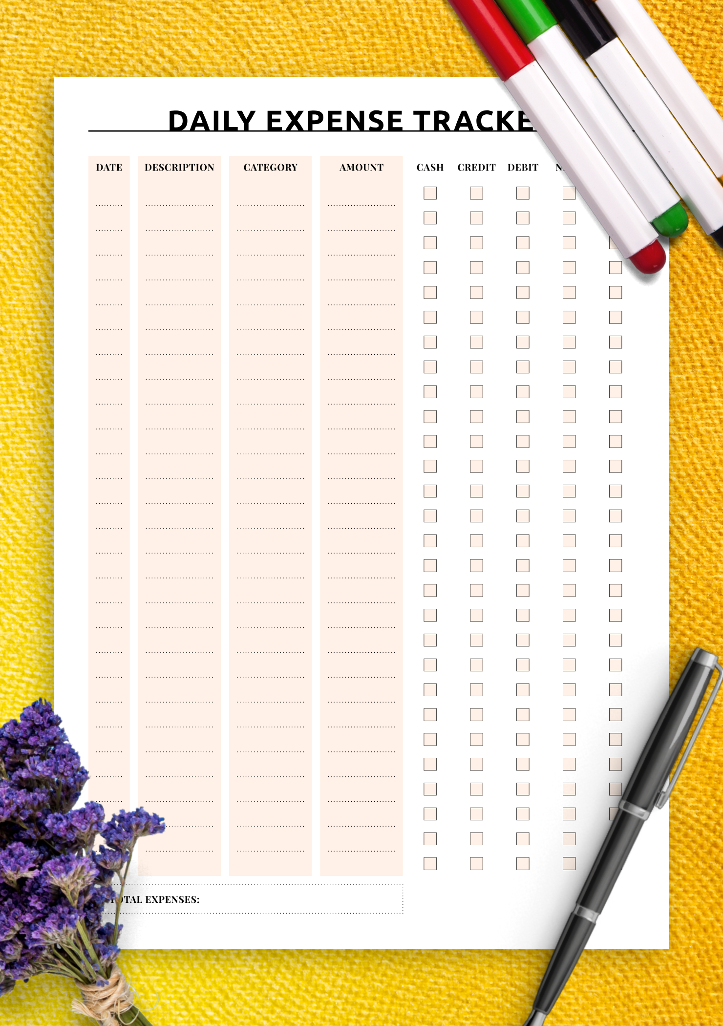 Paper Party Supplies Paper Income And Expense Tracker Printable 
