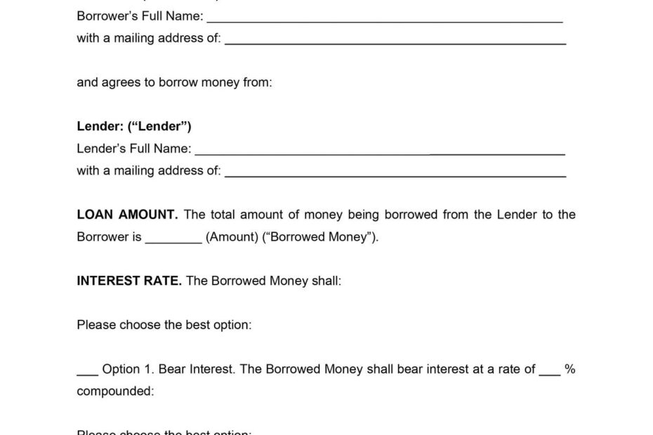 Personal Loan Agreement Template