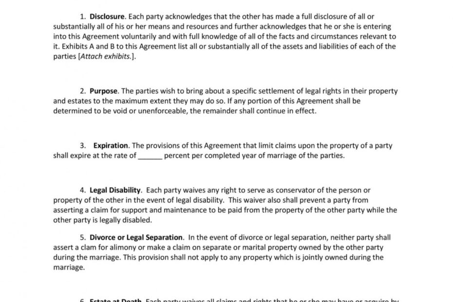 Printable 30 Prenuptial Agreement Samples Forms Templatelab