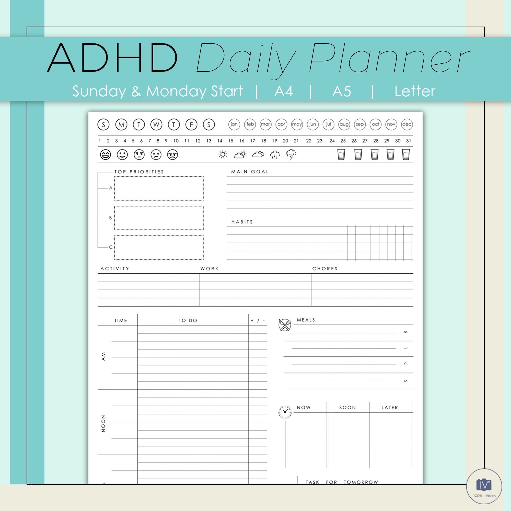 Printable Adhd Daily Planner Template