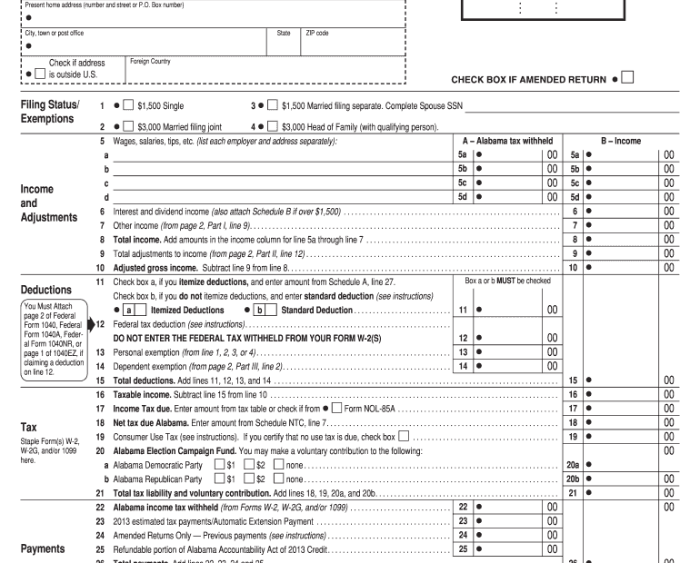 Printable Alabama State Income Tax Forms Printable Forms Free Online