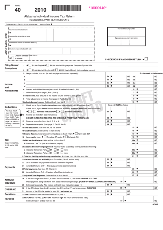 Printable Alabama State Income Tax Forms Printable Forms Free Online