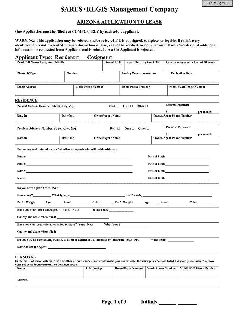 Printable Arizona Residential Lease Agreement Printable Lease Agreement