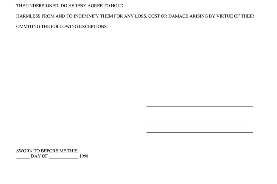 Printable Blank Hold Harmless Agreement Pdf Printable Form Templates