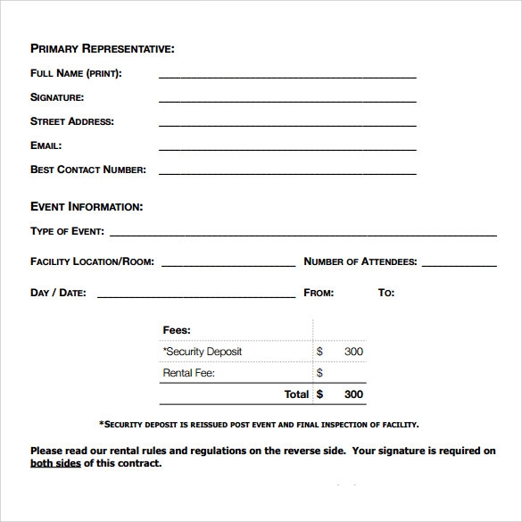 Printable Blank Rental Agreement Form