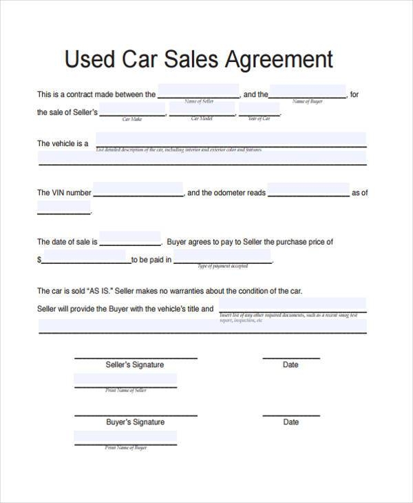 Printable Car Sale Agreement Printable Car Sale Agreement